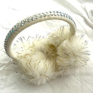 Faux fur with jewels and gold sparkled earmuffs